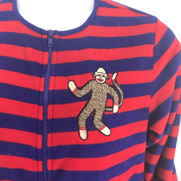 Nick & Nora Women One Piece Sock Monkey Pajamas a - Picture 3 of 10